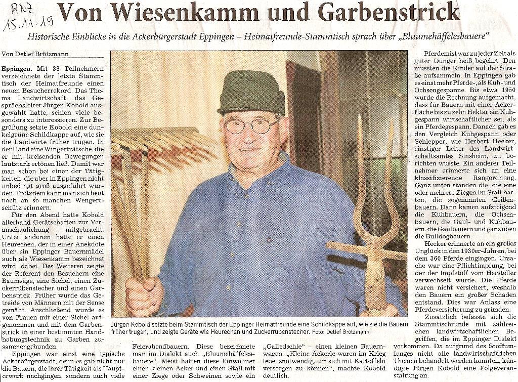 Stammtisch 2019 Landwirtschaft