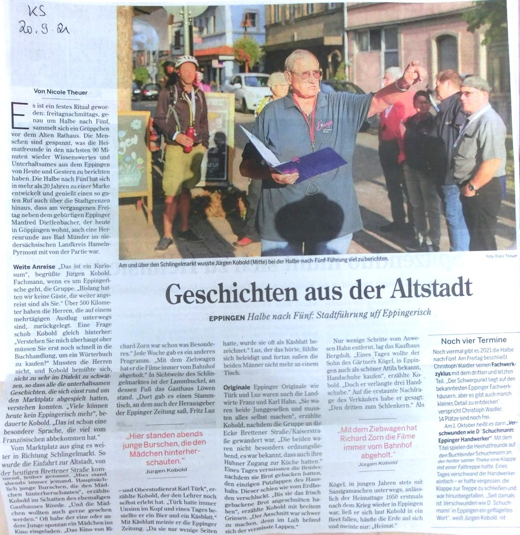 Halbe nach 5 - Stadtführung auf Eppingerisch
